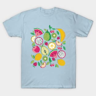 Paper cut geo fruits // print // blue T-Shirt